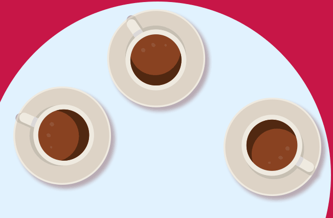Illustration of 3 coffee cups on a table