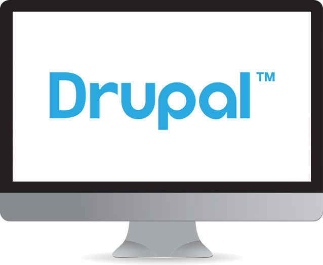 Drupal logo on computer monitor
